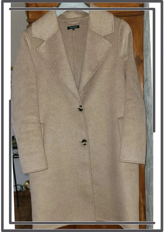 Manteau en laine beige/taupe – Taille M (XS grand) - Neuf